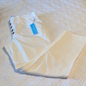 Draper James White High Waisted Skinny Fit Jeans with Button Fly 14